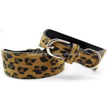 Collar e coleira do animal de estimação do impressão do leopardo, colar do cão ou do gato